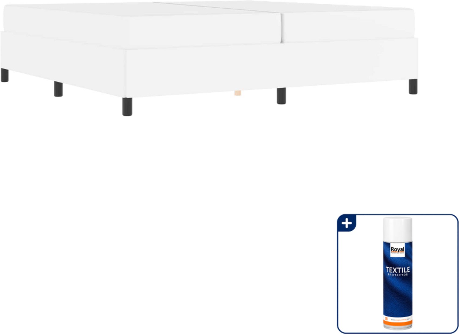 vidaXL bed met matras - 200 x 200 cm - stof - wit - Inclusief textielbeschermer 500 ml Bruin