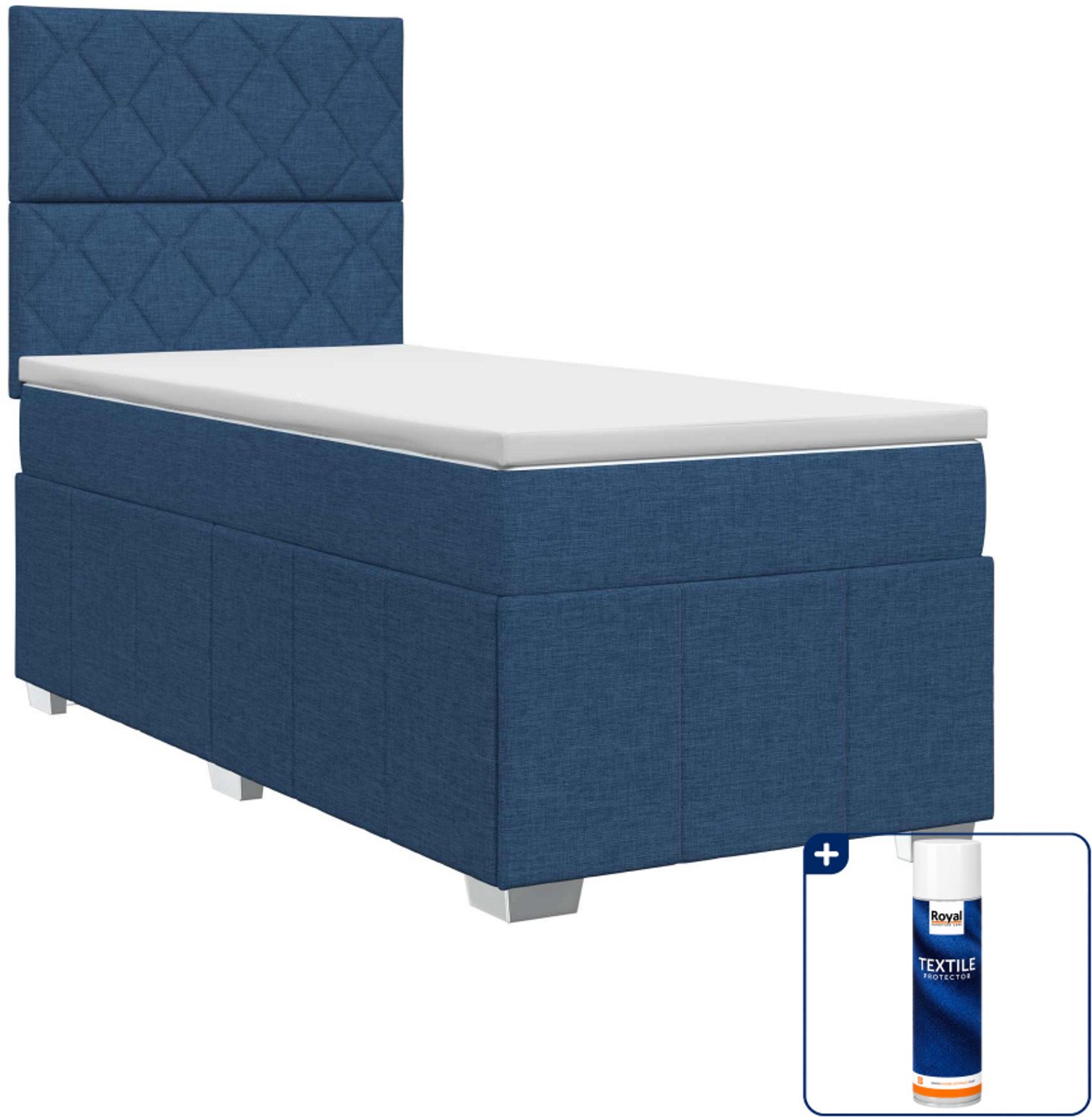 vidaXL boxspringbed - 100 x 200 cm - blauw - Inclusief textielbeschermer 500 ml