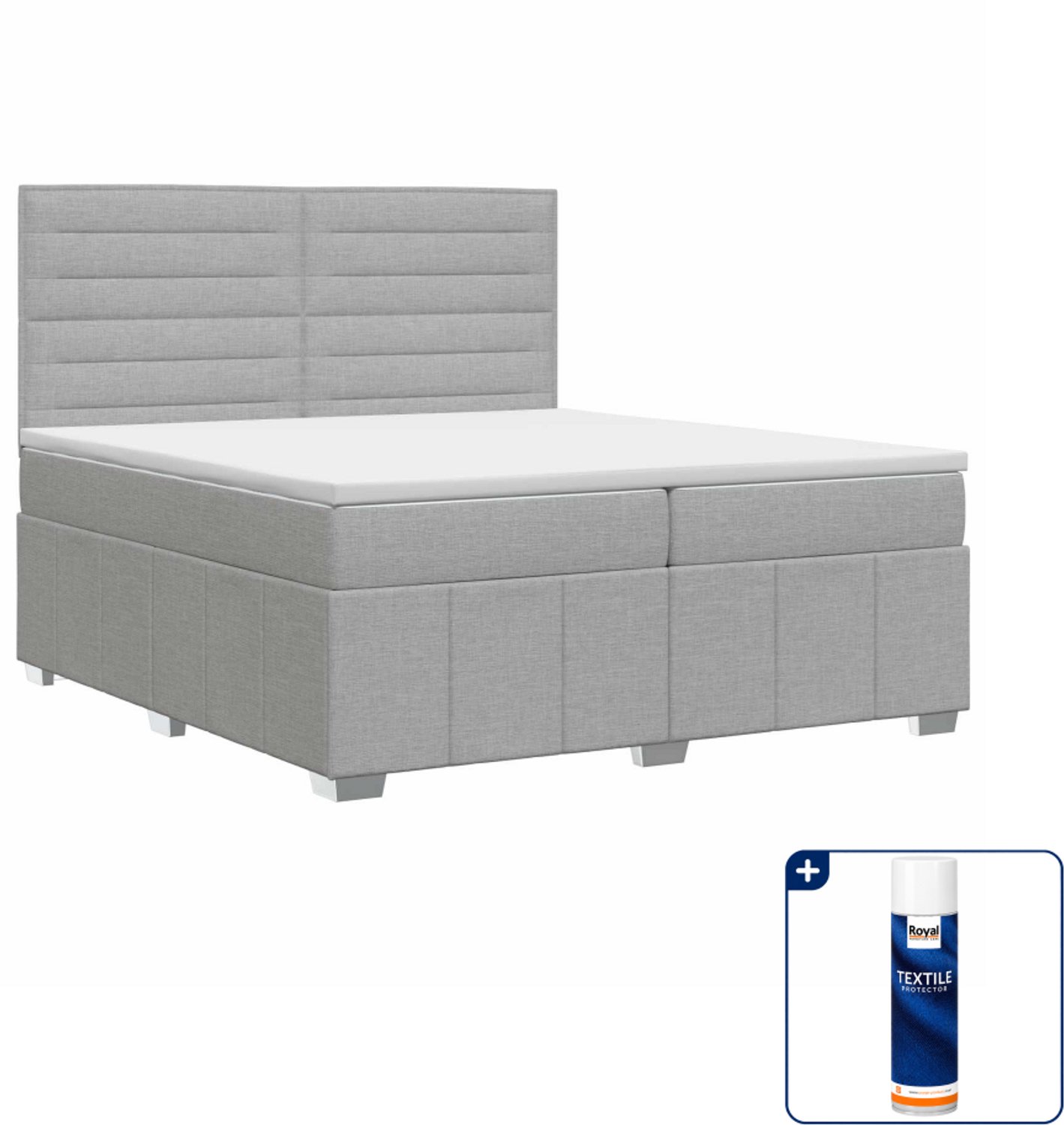 vidaXL boxspringbed met matras - Queensize - 160 x 200 cm - Lichtgrijs - Inclusief textielbeschermer 500 ml