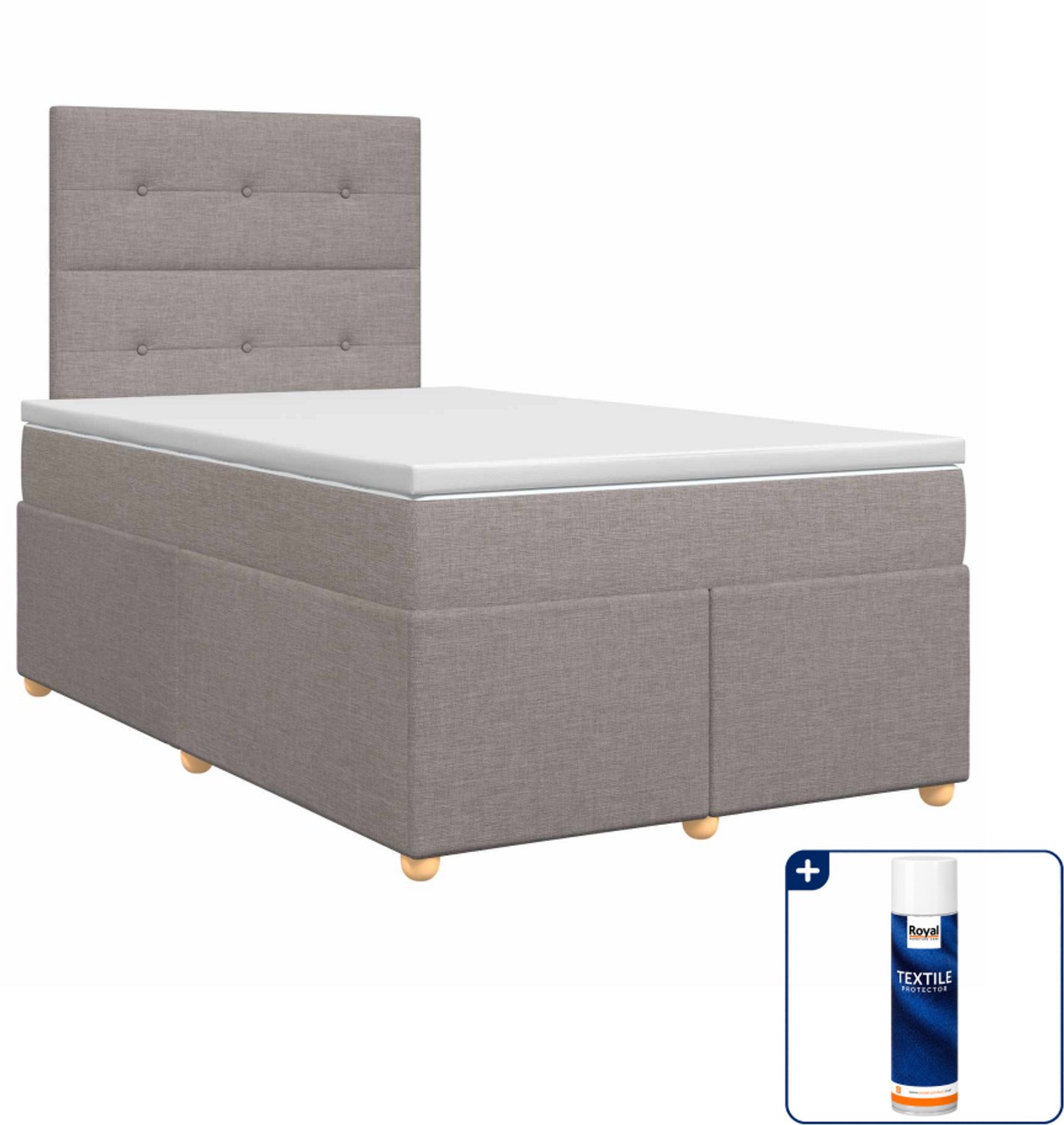 vidaXL Boxspringbed - 120 x 200 cm - stof - taupe - Inclusief textielbeschermer 500 ml