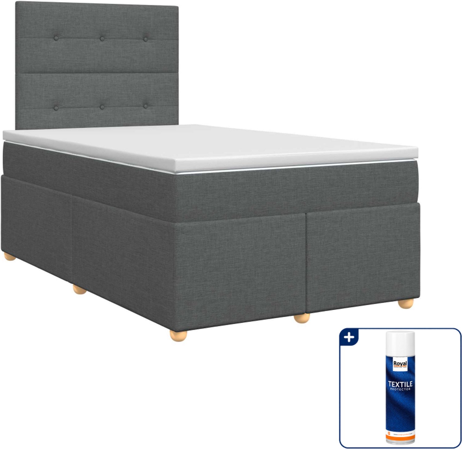 vidaXL Boxspringbed met matras - 120 x 200 cm - donkergrijs - Inclusief textielbeschermer 500 ml Donker Grijn