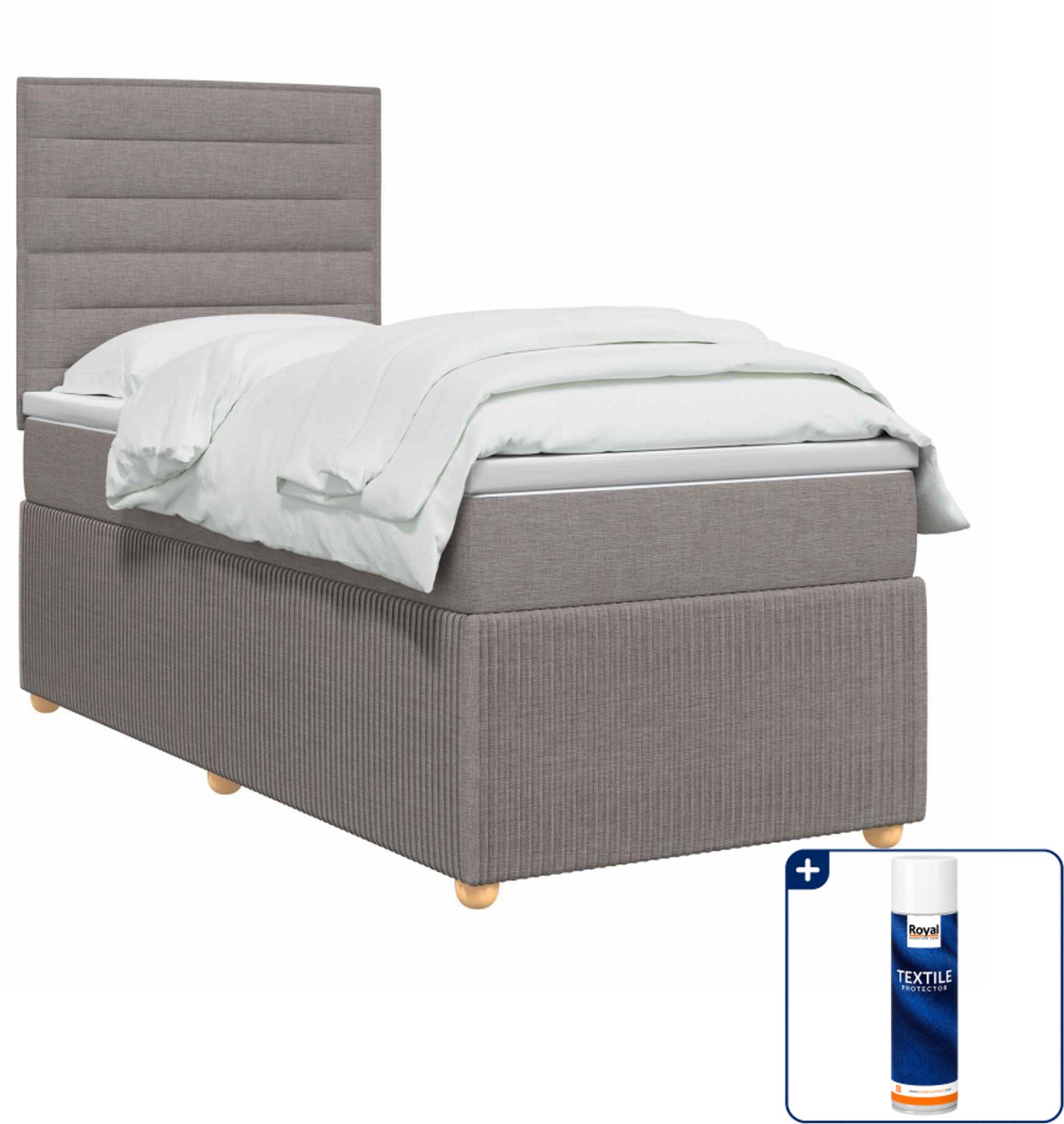 vidaXL boxspringbed - 100 x 200 cm - stof - taupe - Inclusief textielbeschermer 500 ml