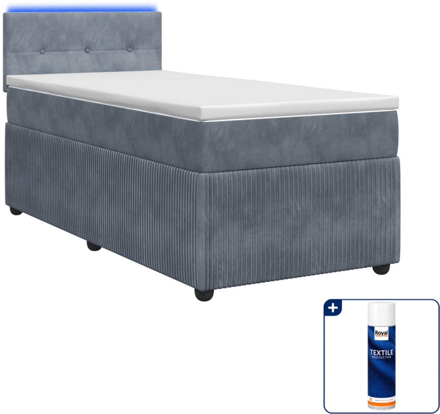 vidaXL boxspringbed met matras - 90 x 190 cm - fluweel - donkergrijs - Inclusief textielbeschermer 500 ml Donker Grijn