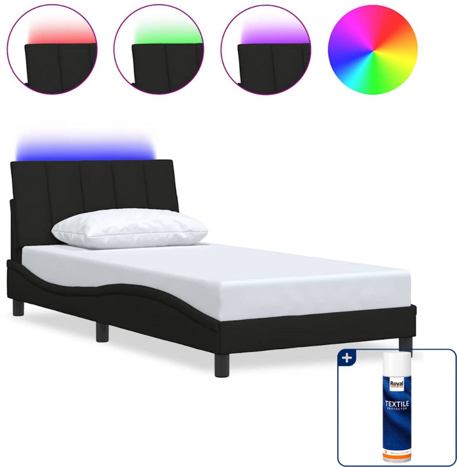 vidaXL Bedframe Dover - 100 x 200 cm - zwart - Inclusief textielbeschermer 500 ml Wit