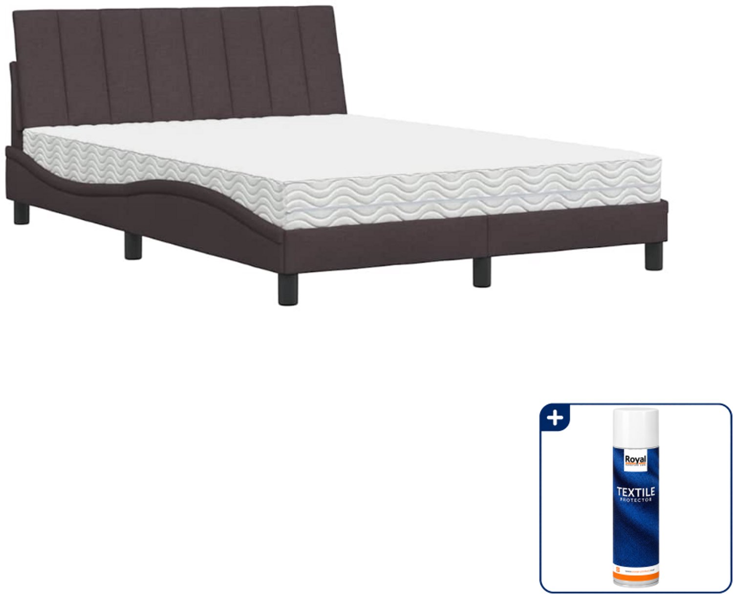 vidaXL Hanko bed met matras - 140 x 190 cm - donkerbruin - Inclusief textielbeschermer 500 ml Crème