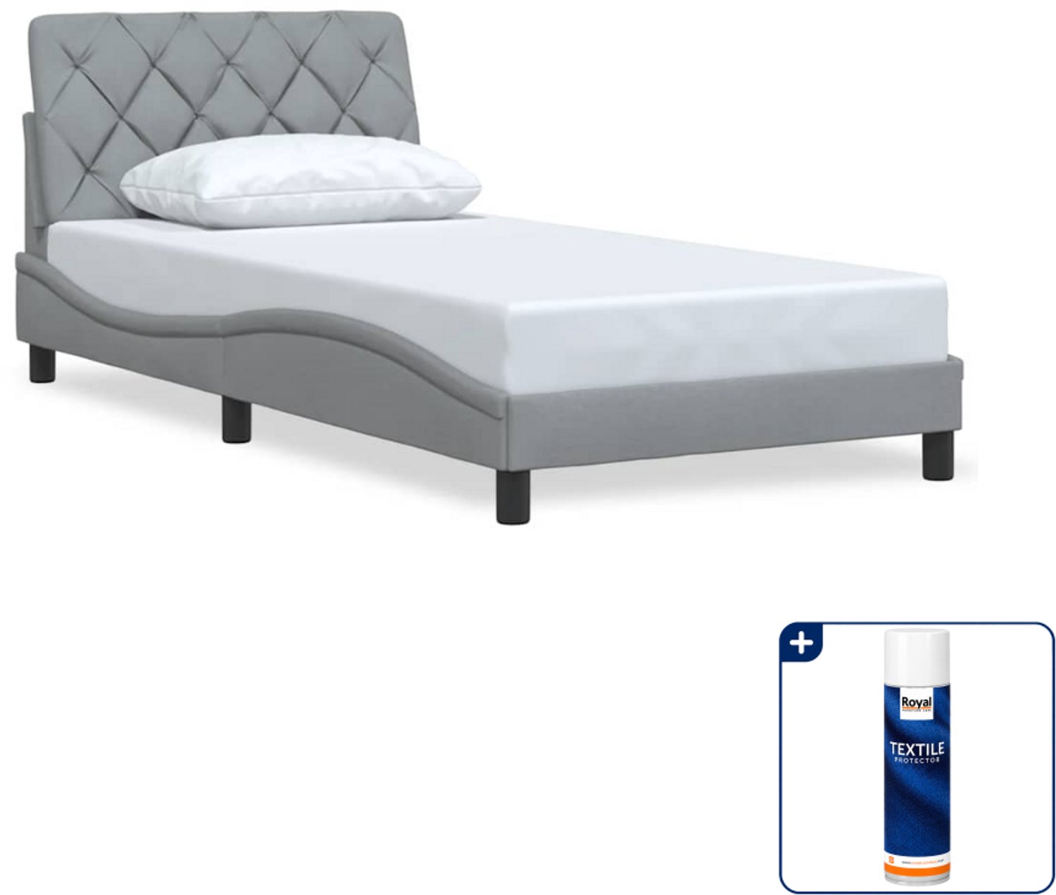 vidaXL bedframe - 100 x 200 cm - stof - lichtgrijs - Inclusief textielbeschermer 500 ml Groen