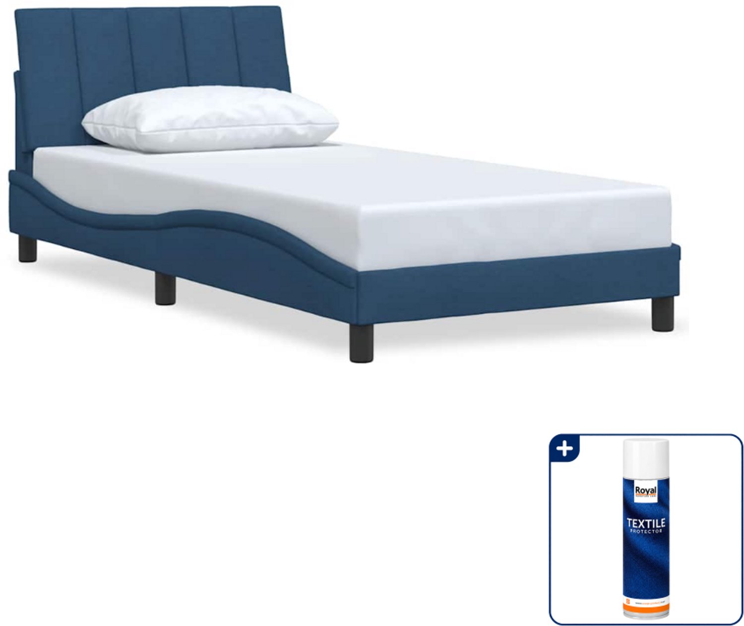 vidaXL Hanko bedframe - 100 x 200 cm - stof - blauw - Inclusief textielbeschermer 500 ml