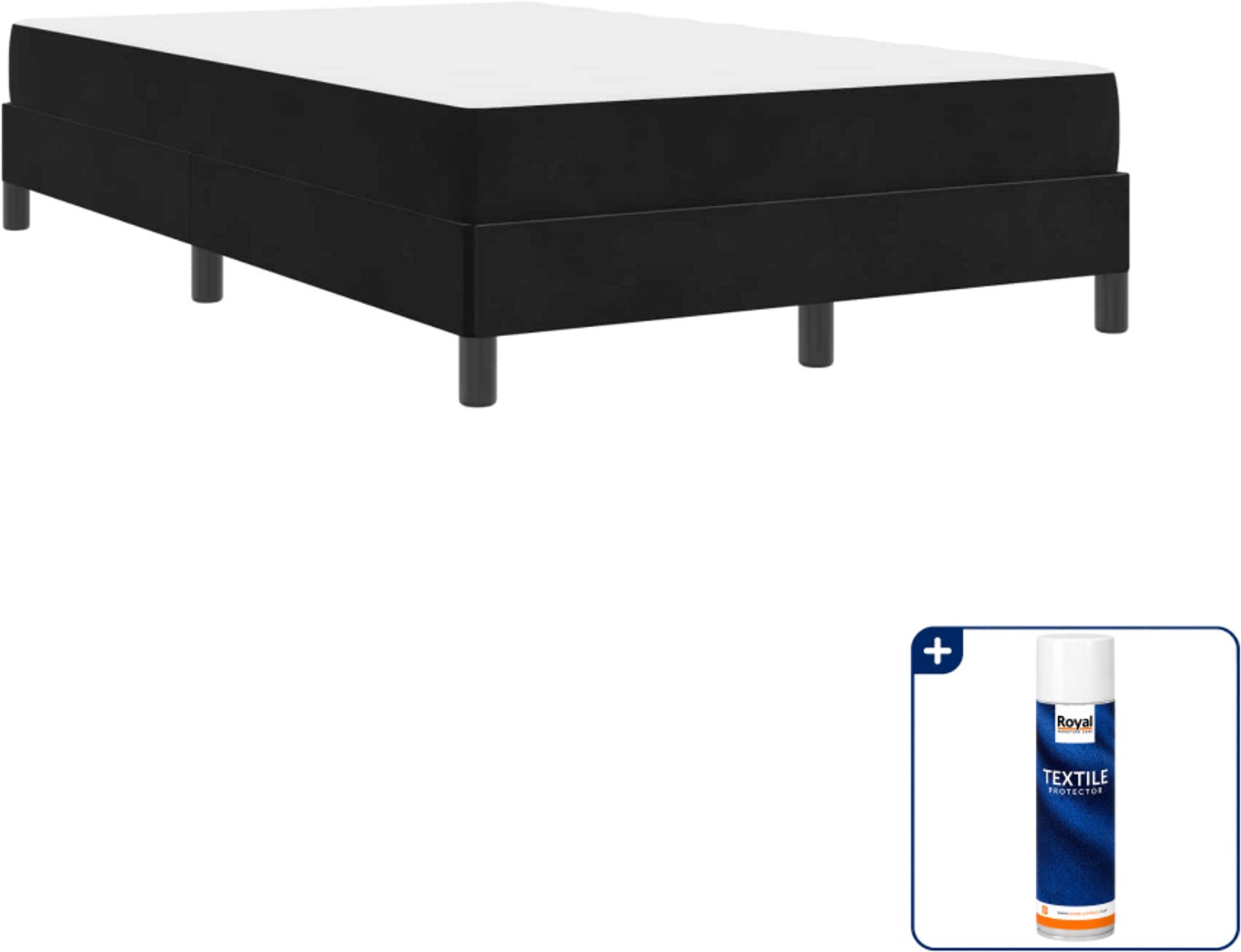 vidaXL boxspringbed met matras - 120 x 190 cm - stof - zwart - Inclusief textielbeschermer 500 ml