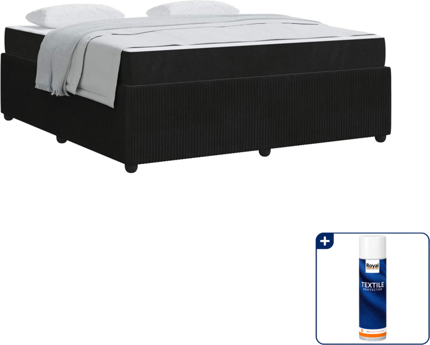 vidaXL Kingsize bed - 180 x 200 cm - zwart - Inclusief textielbeschermer 500 ml