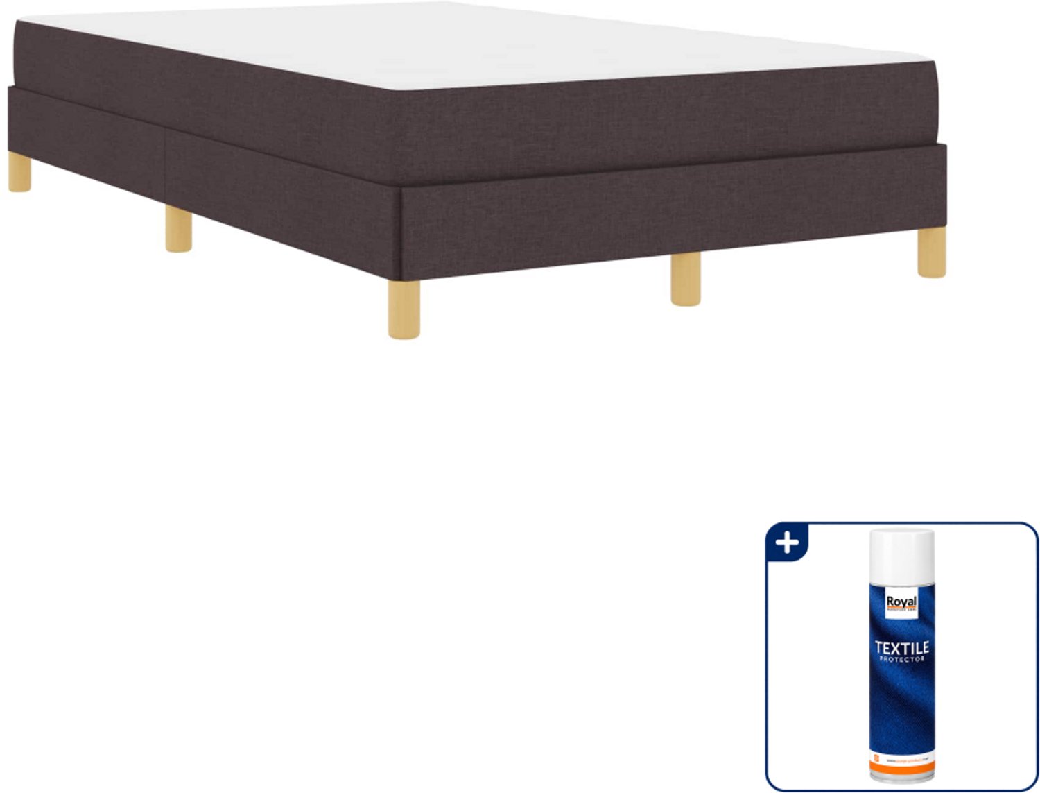 vidaXL boxspringbed met matras - 120 x 190 cm - stof - donkerbruin - Inclusief textielbeschermer 500 ml