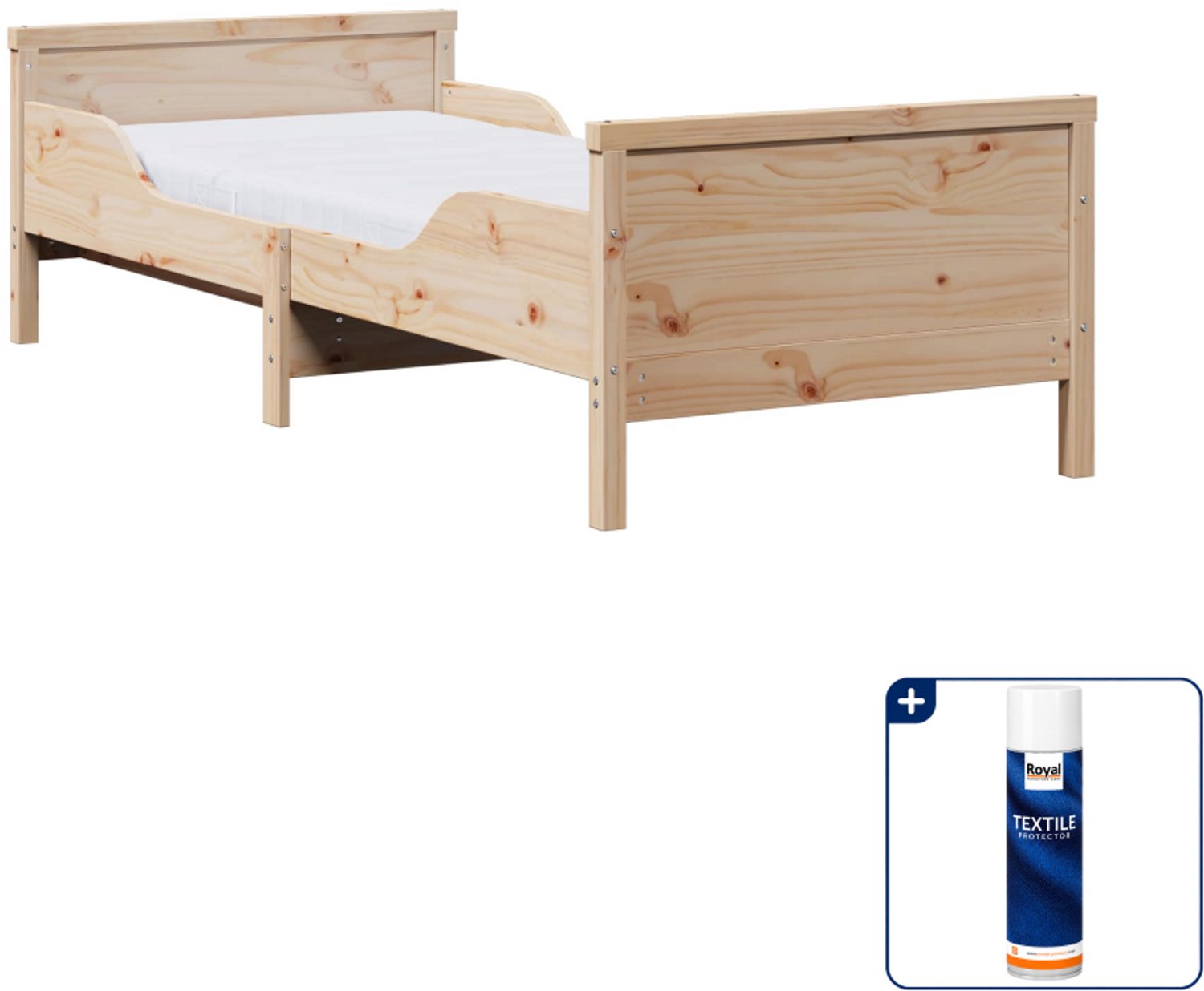 vidaXL bedframe met uitschuifbaar matras - 200 x 80 cm - bruin - Inclusief textielbeschermer 500 ml