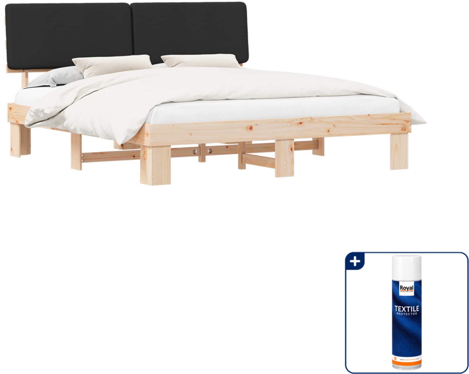 vidaXL bedframe - 200 x 200 cm - zwart - Inclusief textielbeschermer 500 ml Crème