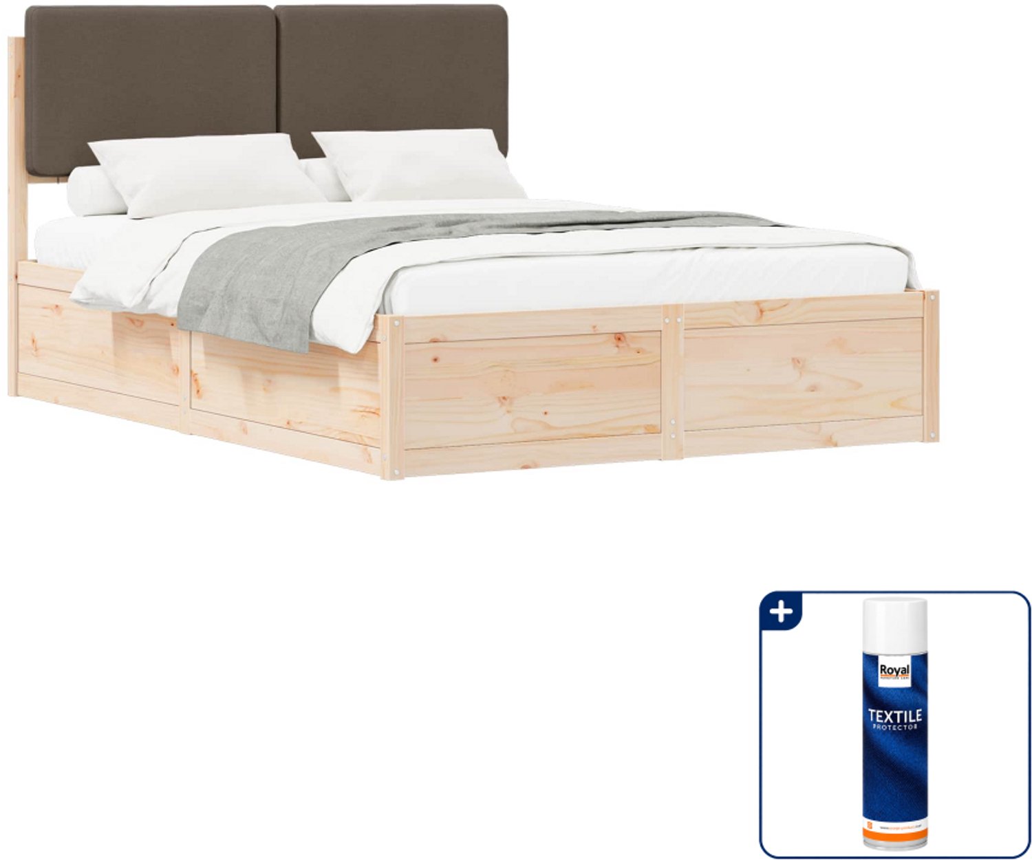 vidaXL bedframe - Queensize - 160 x 200 cm - taupe - Inclusief textielbeschermer 500 ml Crème