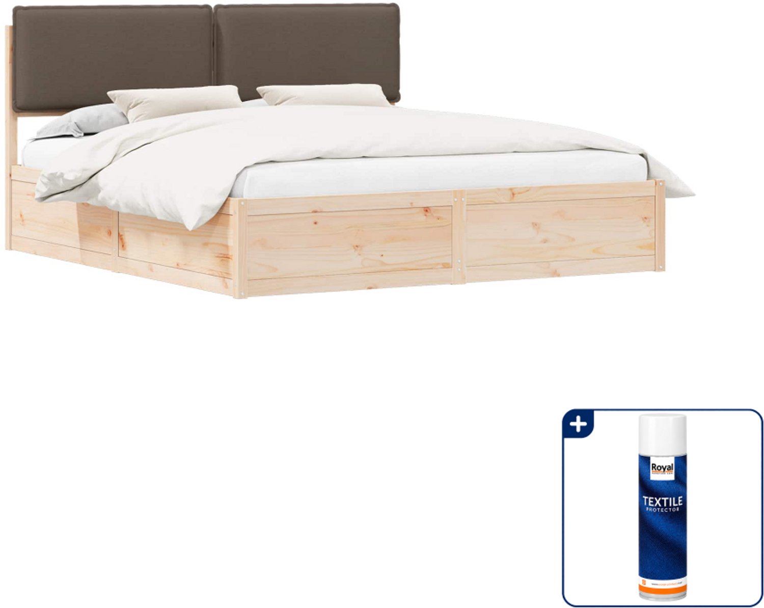 vidaXL bedframe - 200 x 200 cm - taupe - Inclusief textielbeschermer 500 ml Grijs