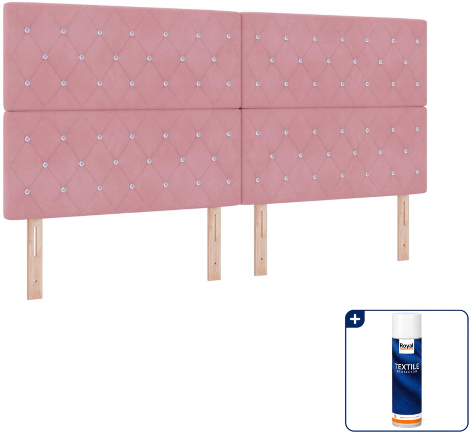 vidaXL LED boxspring met matras - 200 x 200 cm - fluweel - roze - Inclusief textielbeschermer 500 ml
