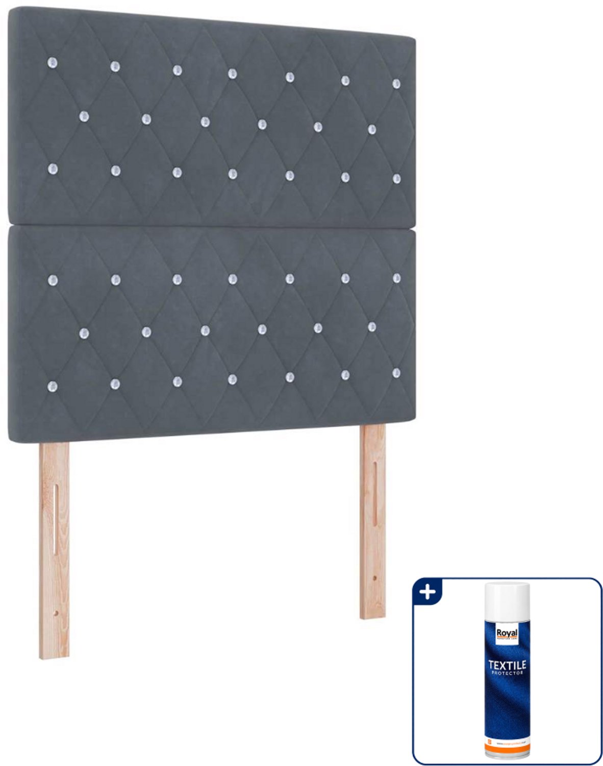 vidaXL led boxspring bed - 100 x 200 cm - fluweel - donkergrijs - Inclusief textielbeschermer 500 ml
