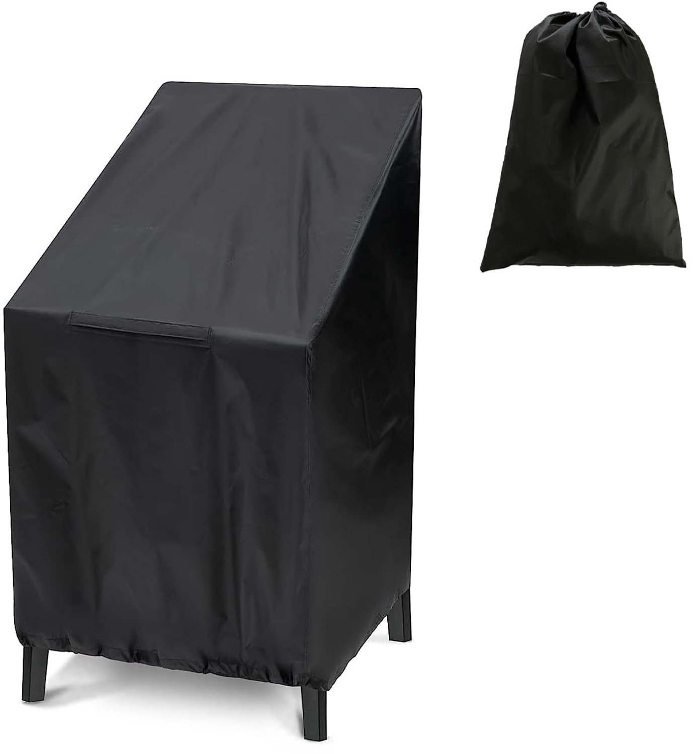 Famanu Beschermhoes voor tuinstoel van 210D Oxford-weefsel, met afmetingen van 65 x 65 x 120 cm, ideaal voor stapelstoelhoes voor balkonstoelen en tuinmeubelen, biedt uitstekende bescherming tegen slijtage en UV-stralen zwart