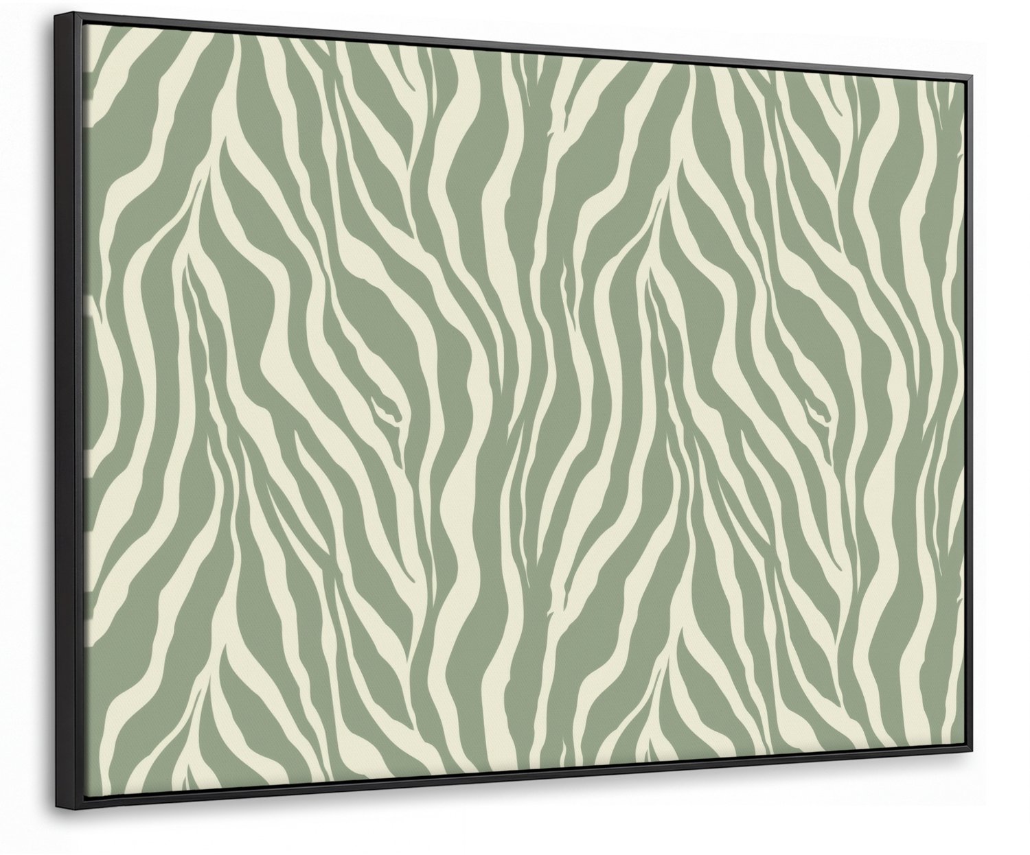 Canvas Schilderij met Baklijst 80x60cm - Zebra - Motief - Groen - Muurdecoratie woonkamer - Slaapkamer decoratie - Kamer accessoires - Schilderijen op canvas met lijst