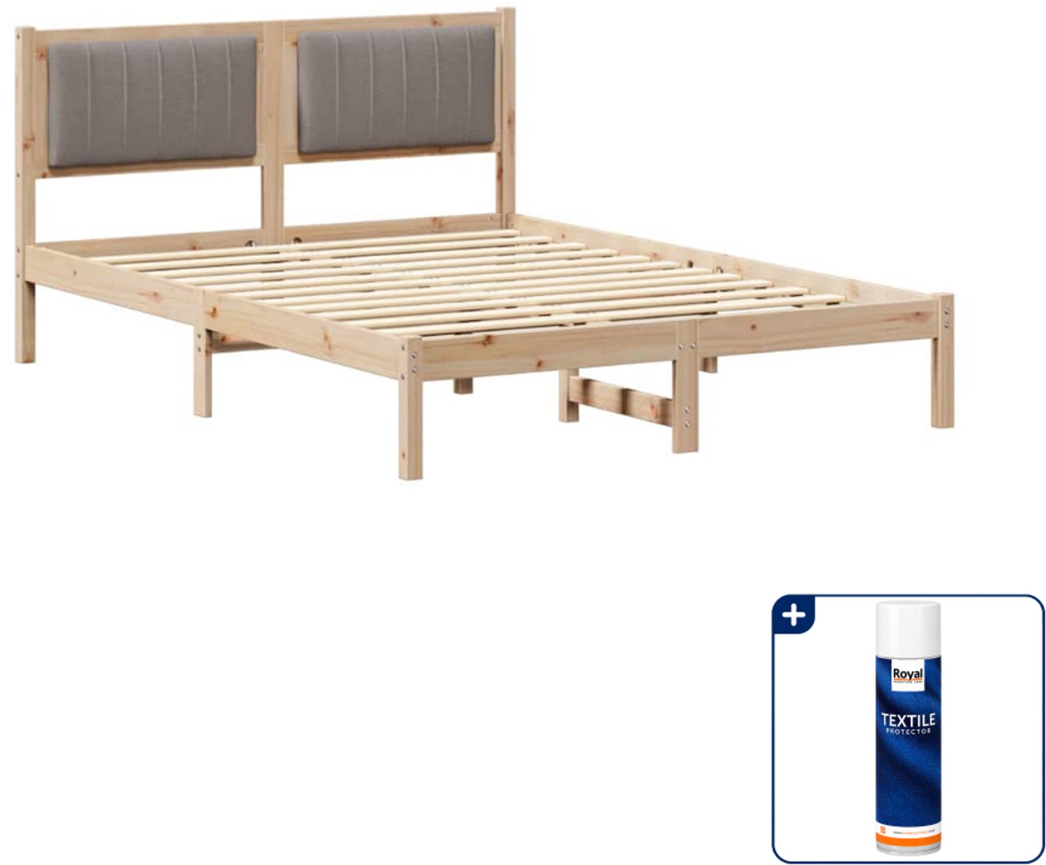 vidaXL Bedframe - 120 x 190 cm - taupe - Inclusief textielbeschermer 500 ml Bruin