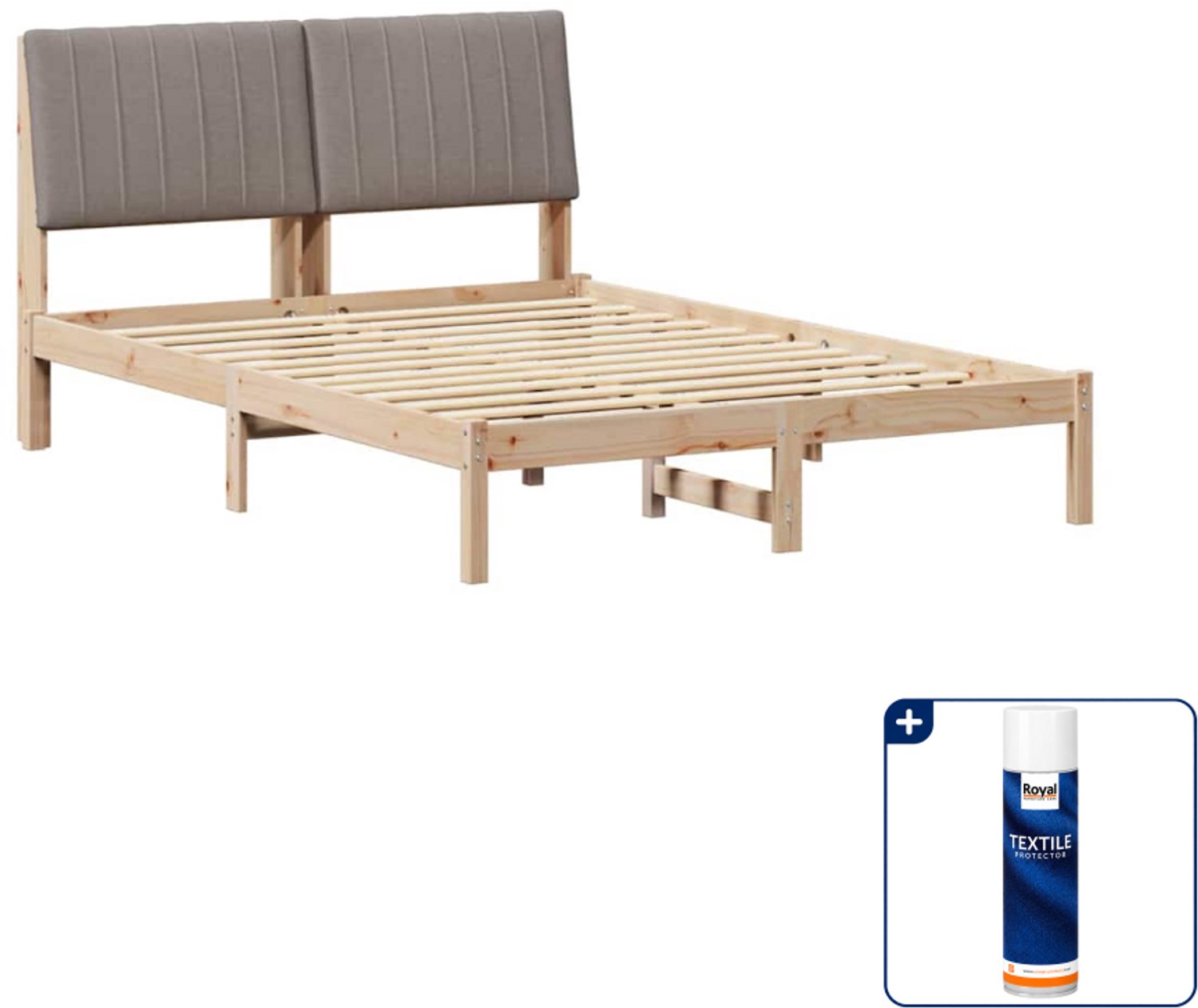 vidaXL bedframe - 135 x 190 cm - massief grenenhout - bruin - Inclusief textielbeschermer 500 ml