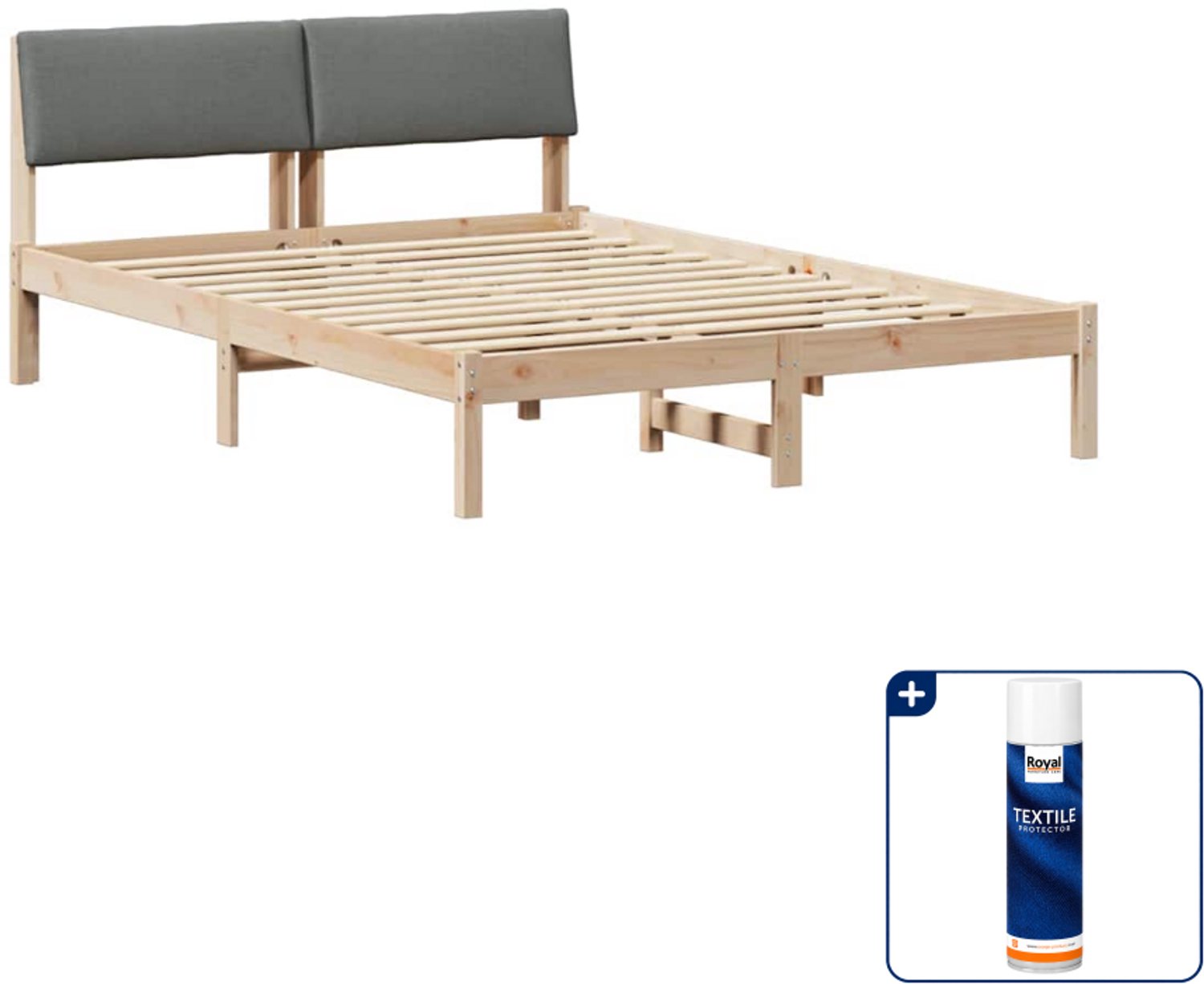 vidaXL Bedframe - Small double - 140 x 200 cm - bruin en donkergrijs - Inclusief textielbeschermer 500 ml