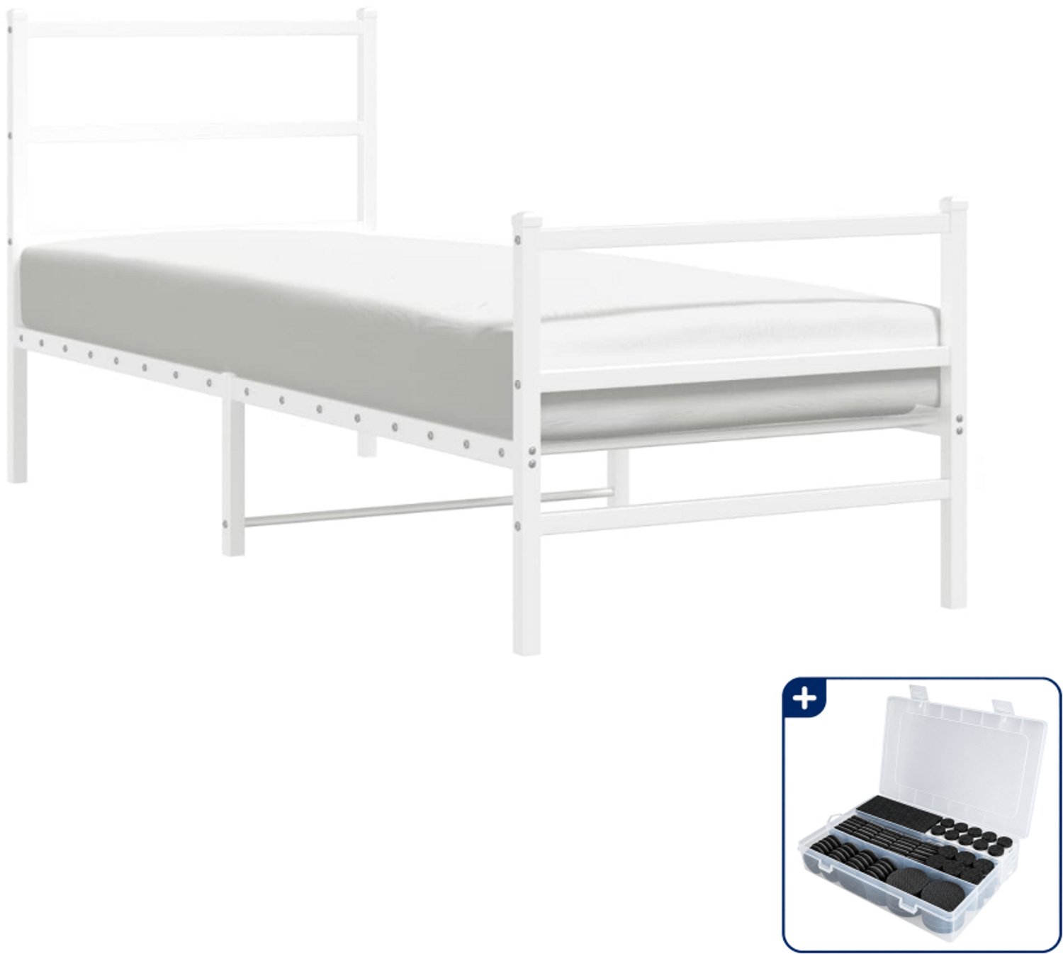 vidaXL bedframe 80 x 200 cm - metaal - wit - Inclusief antikrasvilt 177-delig