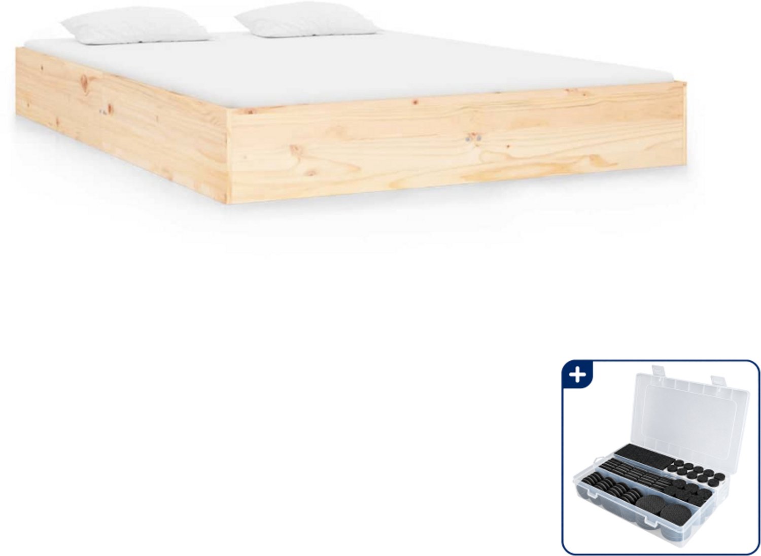 vidaXL bedframe - 140 x 190 cm - massief grenenhout - Inclusief antikrasvilt 177-delig Bruin
