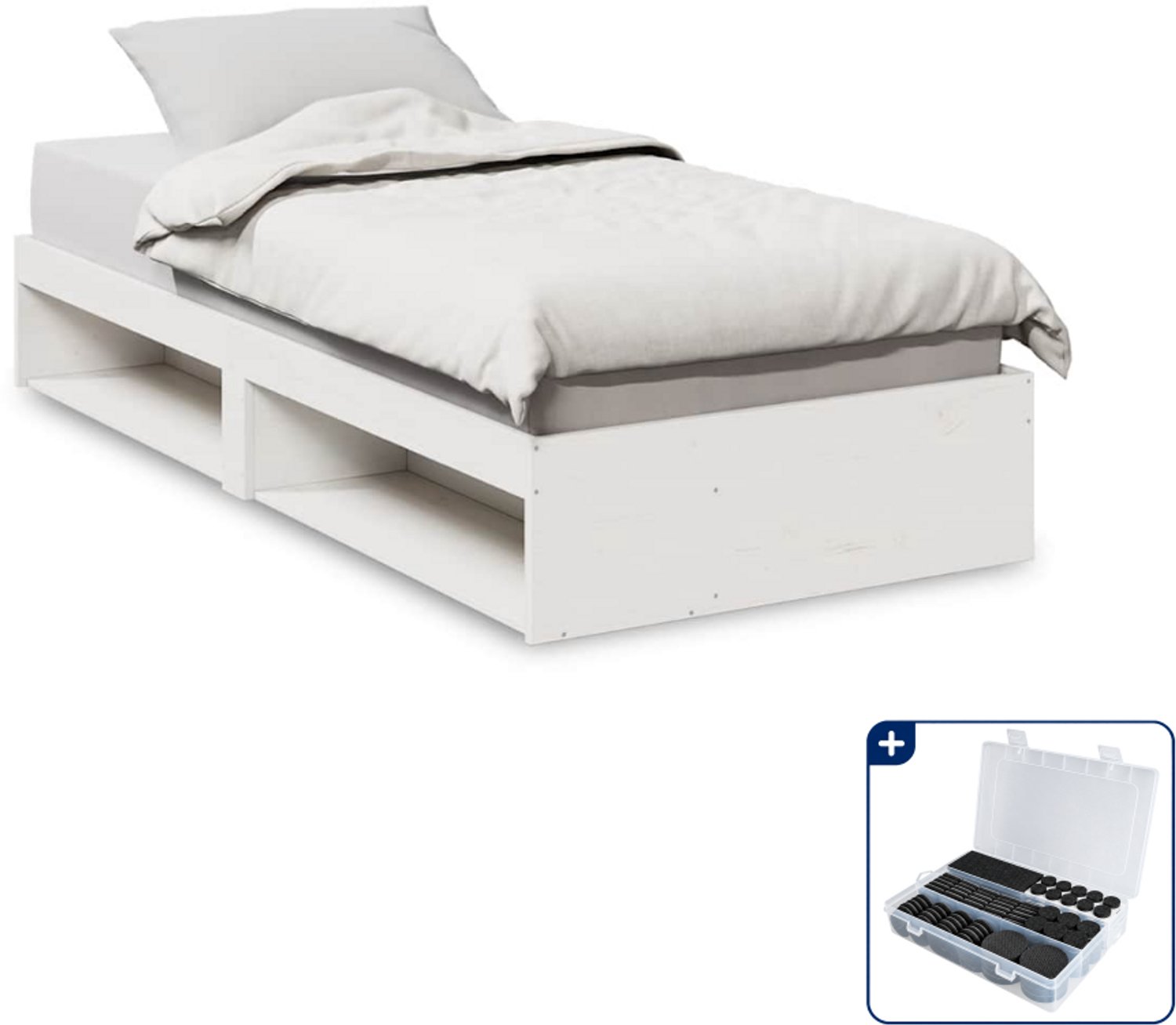 vidaXL slaapbank - 100 x 200 cm - massief grenenhout - wit - Inclusief antikrasvilt 177-delig