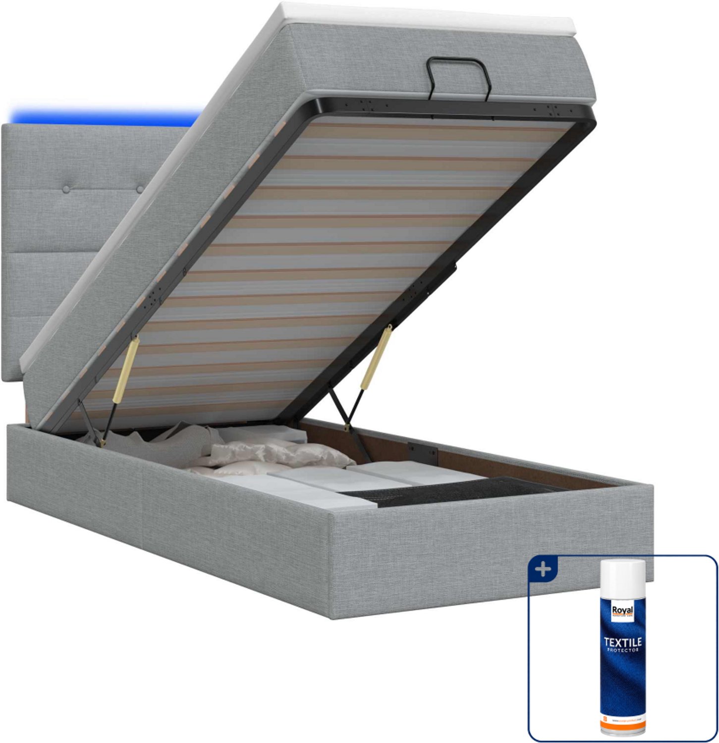 vidaXL ottoman bed - 100 x 200 cm - lichtgrijs - Inclusief textielbeschermer 500 ml
