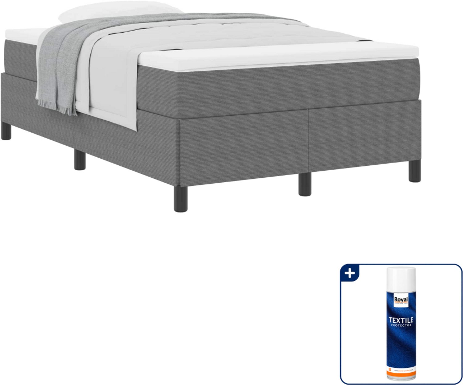 vidaXL boxspringbed - 120 x 200 cm - stof - lichtgrijs - Inclusief textielbeschermer 500 ml