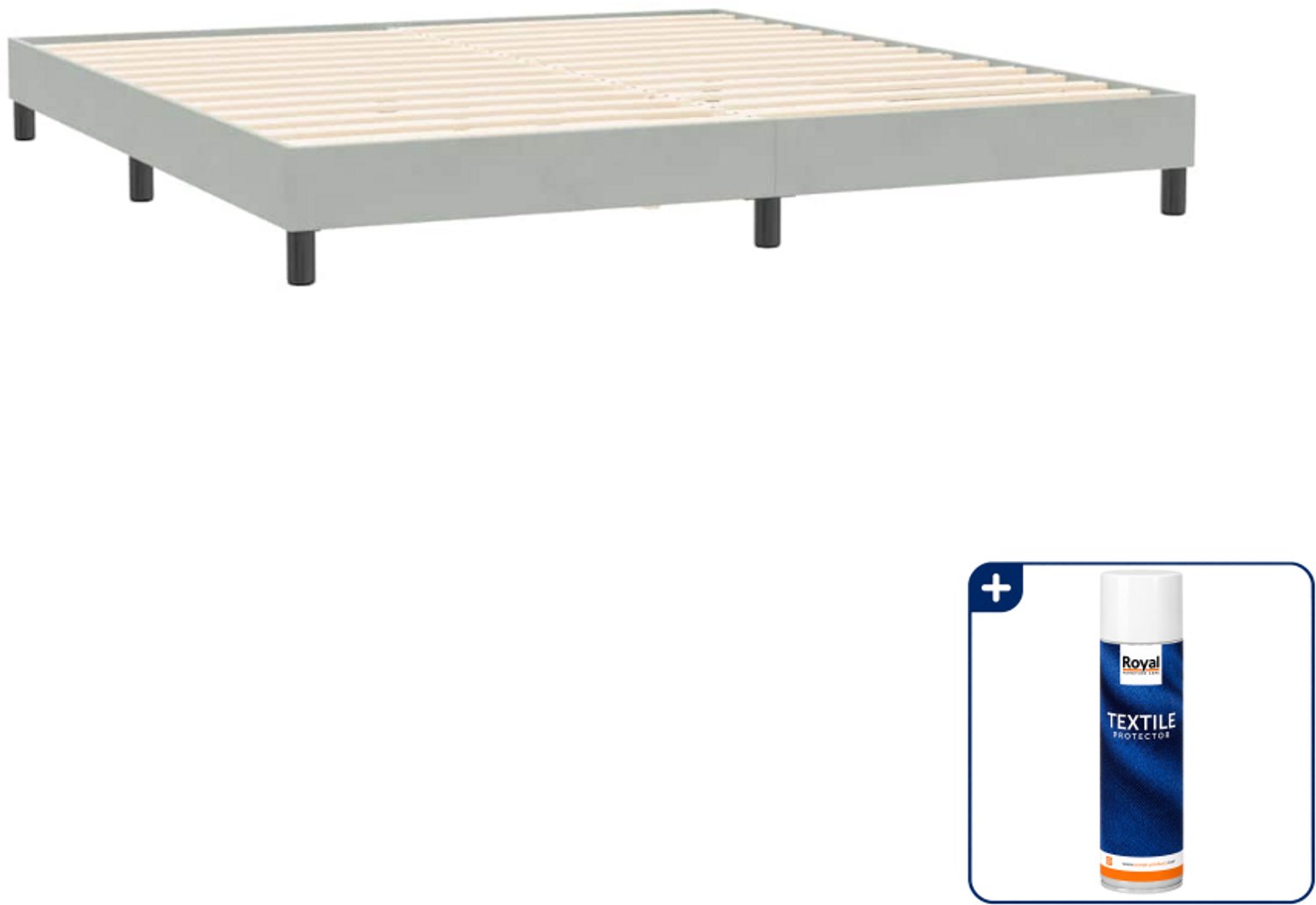 vidaXL bedframe - 200 x 210 cm - fluweel - lichtgrijs - Inclusief textielbeschermer 500 ml