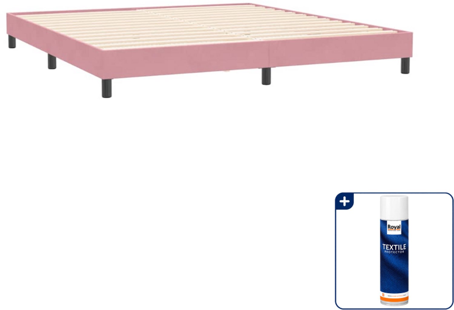vidaXL bedframe - 200 x 210 cm - fluweel - roze - Inclusief textielbeschermer 500 ml