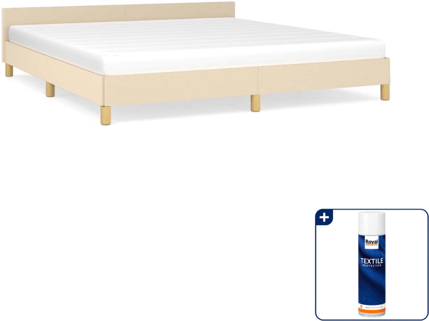 vidaXL bedframe - Kingsize - 180 x 200 cm - crème - Inclusief textielbeschermer 500 ml
