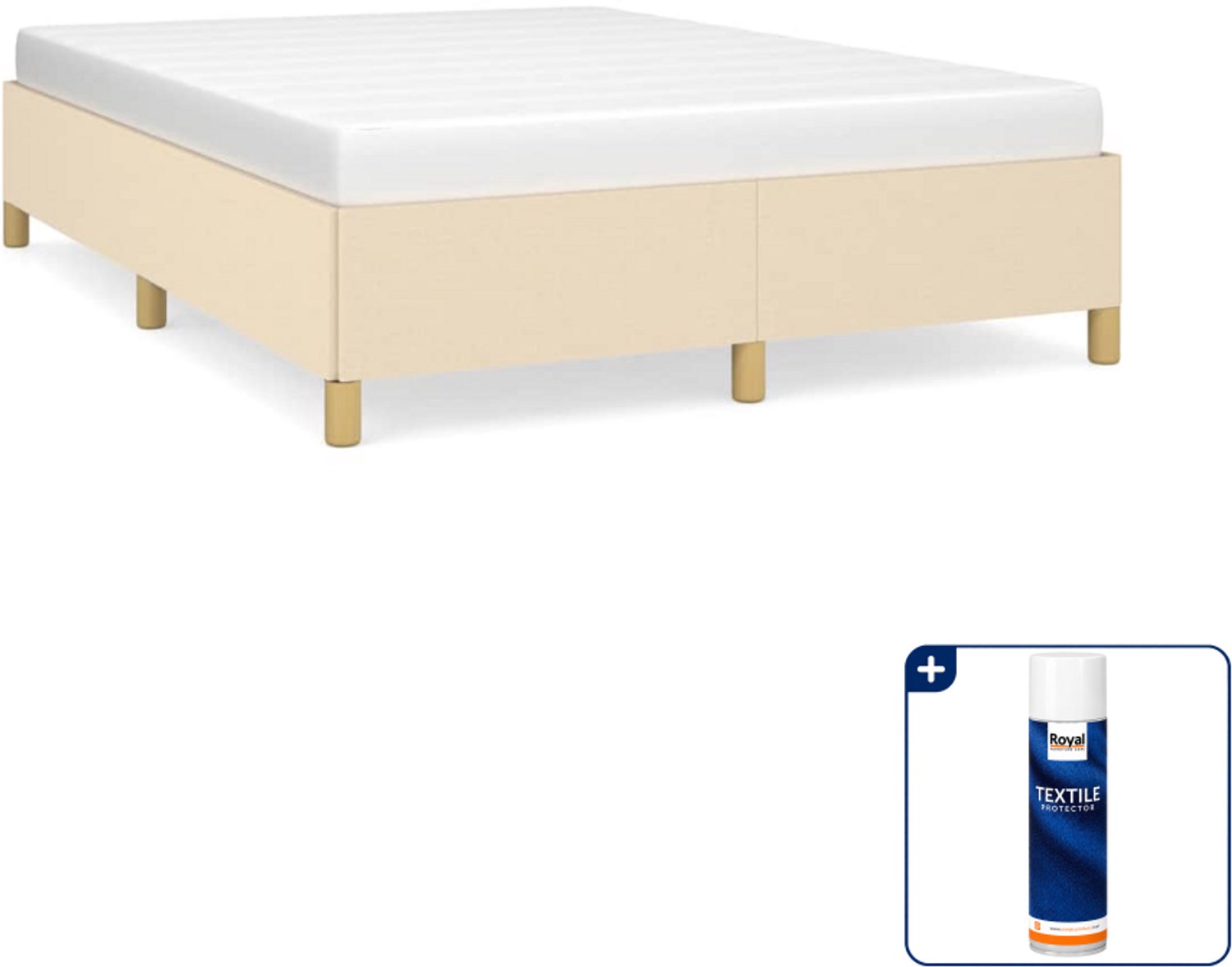 vidaXL Bedframe - 140 x 190 cm - stof - crème - Inclusief textielbeschermer 500 ml