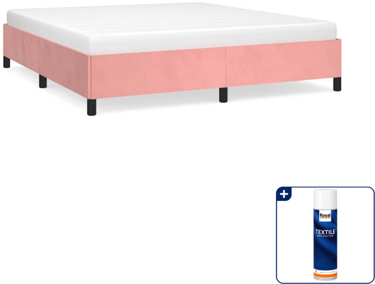 vidaXL Bedframe Kingsize - 180 x 200 cm - fluweel - roze - Inclusief textielbeschermer 500 ml