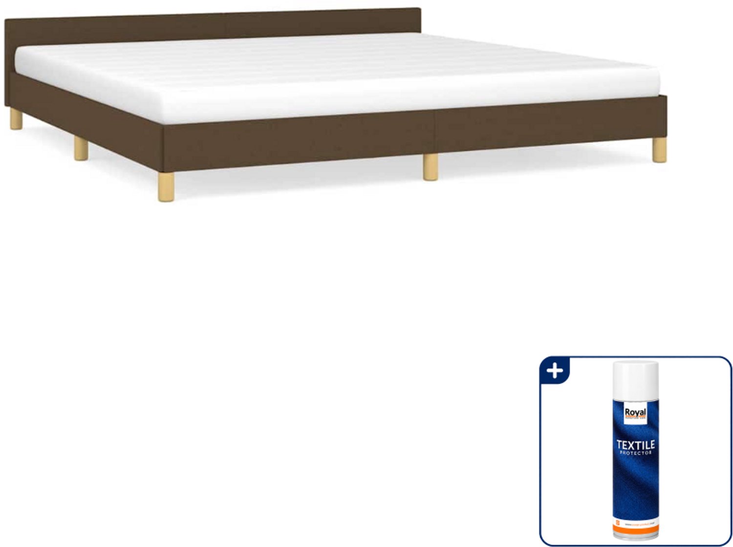 vidaXL bedframe - 200 x 200 cm - donkerbruin - Inclusief textielbeschermer 500 ml