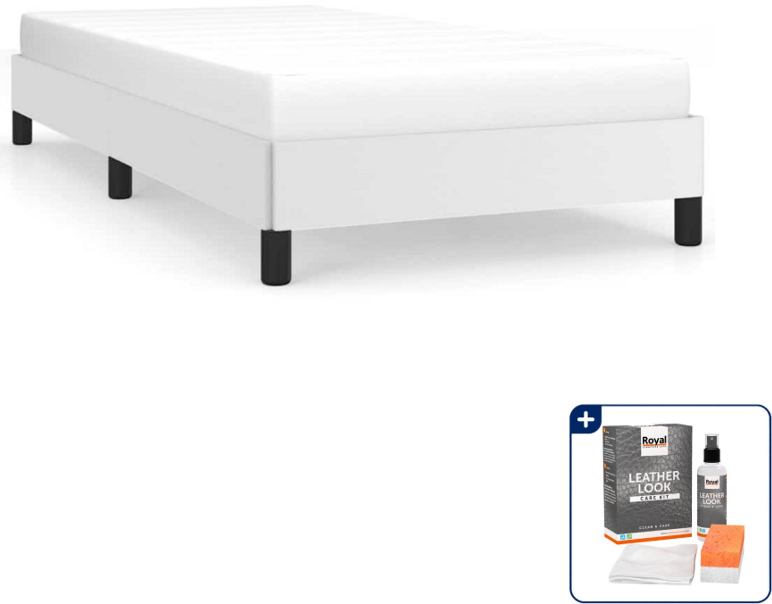 vidaXL bedframe - 90 x 200 cm - kunstleer - wit - Inclusief onderhoudsset voor kunstleer 150 ml