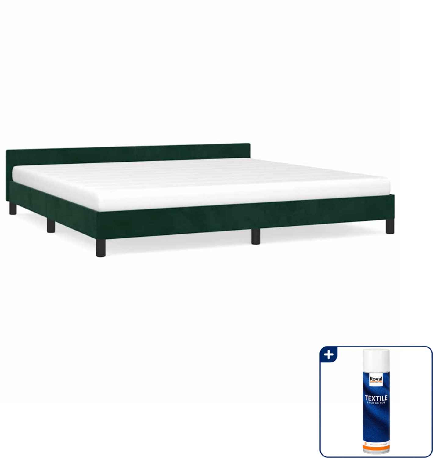 vidaXL Bedframe - 200 x 200 cm - fluweel - donkergroen - Inclusief textielbeschermer 500 ml