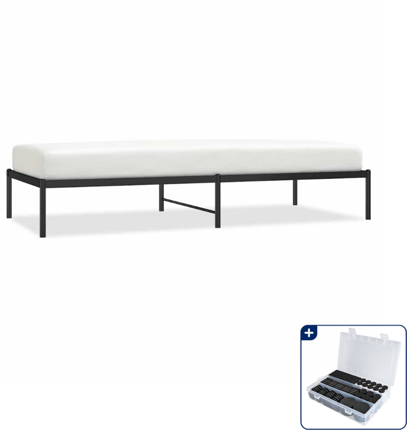 vidaXL bedframe - 90 x 200 cm - staal - zwart - Inclusief antikrasvilt 177-delig