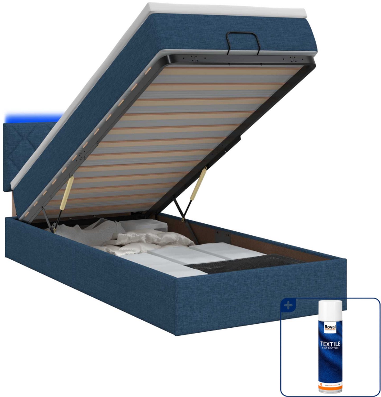 vidaXL ottoman bed - 90 x 200 cm - blauw - Inclusief textielbeschermer 500 ml