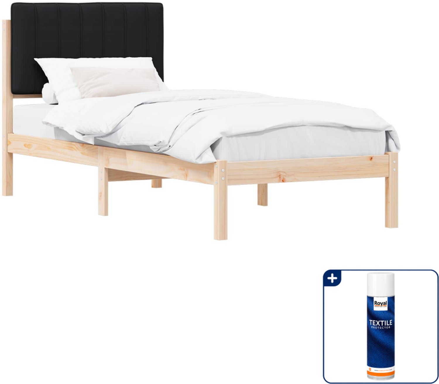 vidaXL bedframe - 80 x 200 cm - zwart - Inclusief textielbeschermer 500 ml