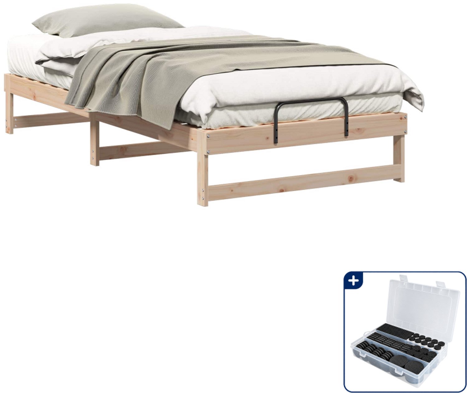 vidaXL bedframe - 100 x 210 cm - massief grenenhout - bruin - Inclusief antikrasvilt 177-delig