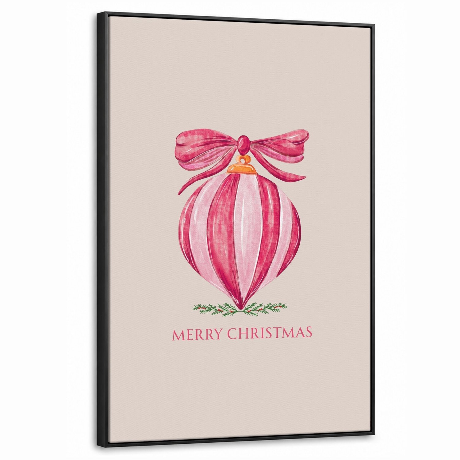 Canvas Schilderij met Baklijst 60x90cm - Kerst - Kerstbal - Tekst - Muurdecoratie woonkamer - Slaapkamer decoratie - Kamer accessoires - Schilderijen op canvas met lijst