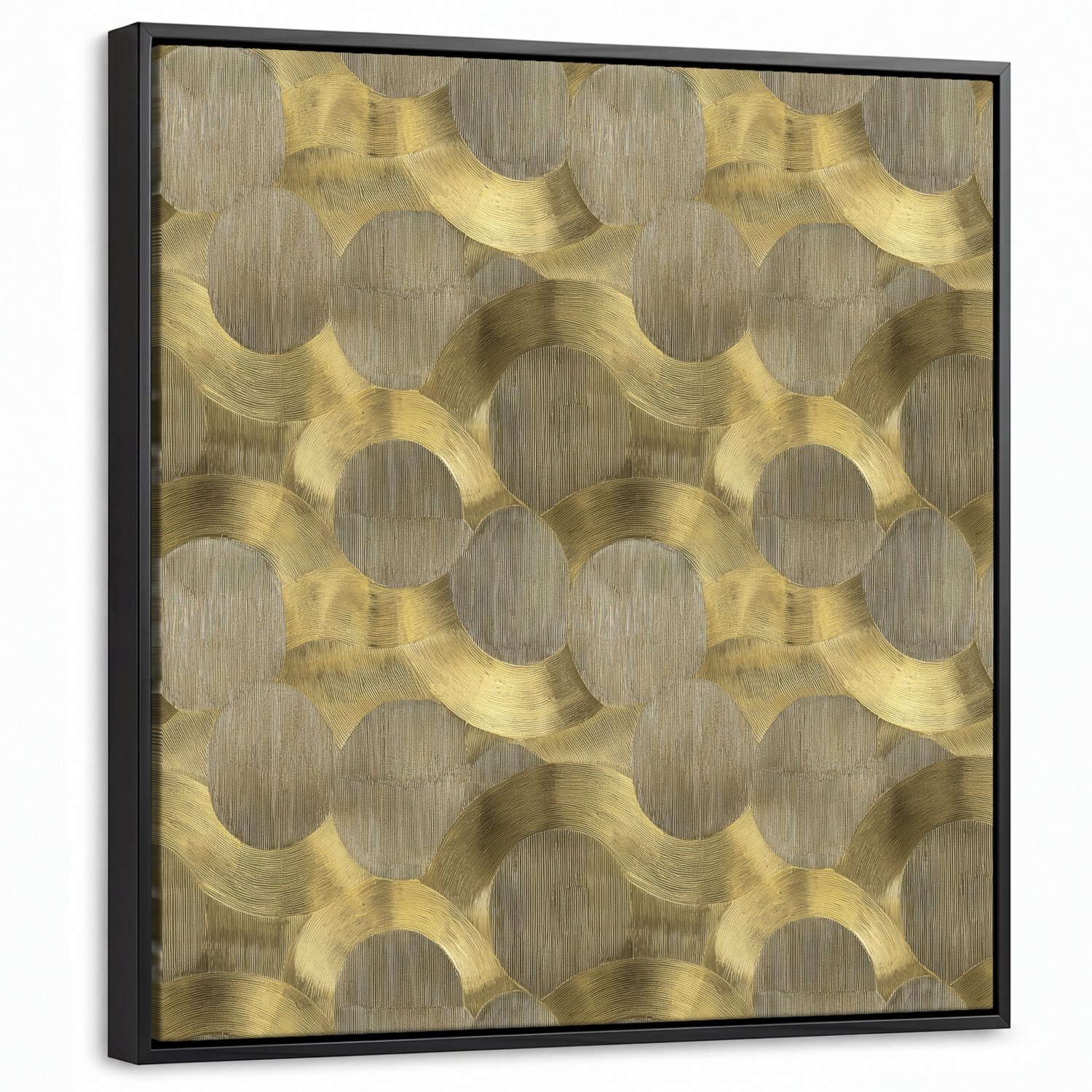 Canvas Schilderij met Baklijst 50x50cm - Modern - Geometrisch - Goud - Muurdecoratie woonkamer - Slaapkamer decoratie - Kamer accessoires - Schilderijen op canvas met lijst
