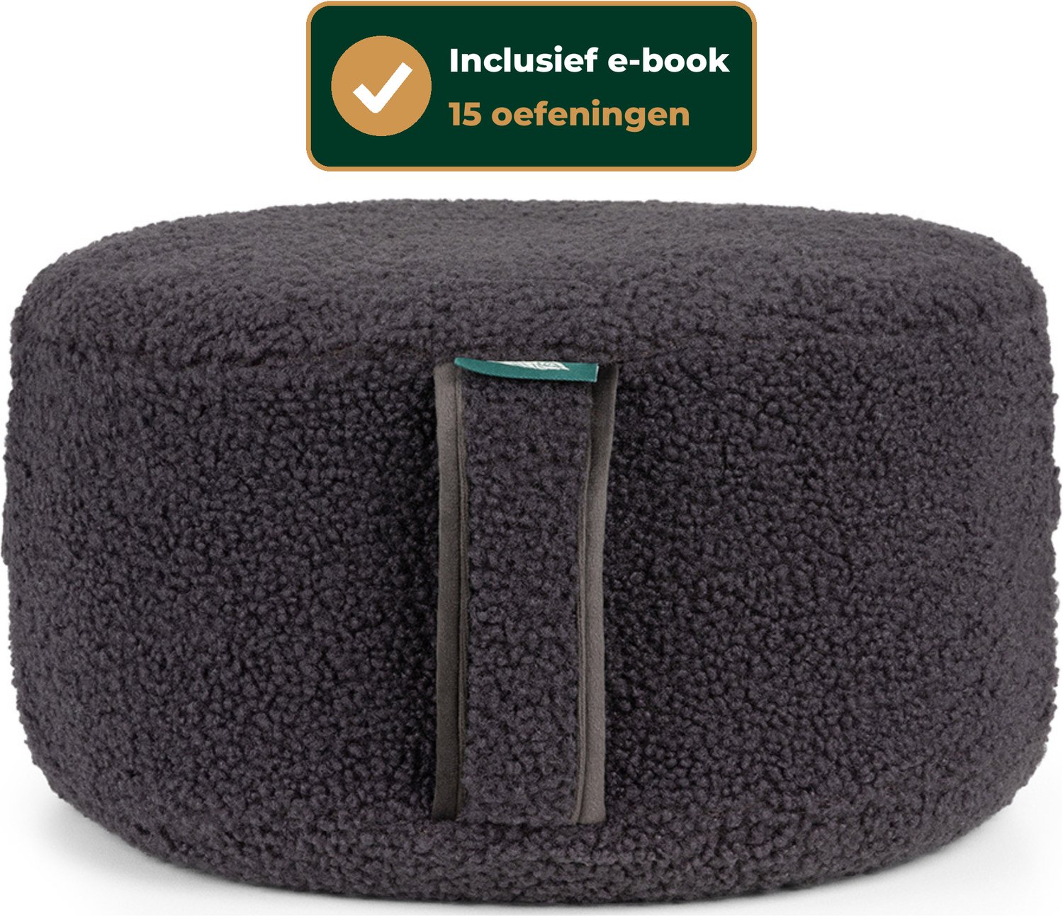 Bol.com MindBaas - Meditatiekussen - Teddy - Donkergrijs - Incl. E-Mediteergids - Eco - Rond - Boekweit - Dubbel Gestikt - 15 x ... aanbieding