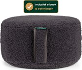 MindBaas - Meditatiekussen - Teddy - Donkergrijs - Incl. E-Mediteergids - Eco - Rond - Dubbel Gestikt - 15 x 33 cm (hoogte x diameter) - Yoga kussen - Yogakussen - Zit Poef - Zitkussen - Vloerkussen