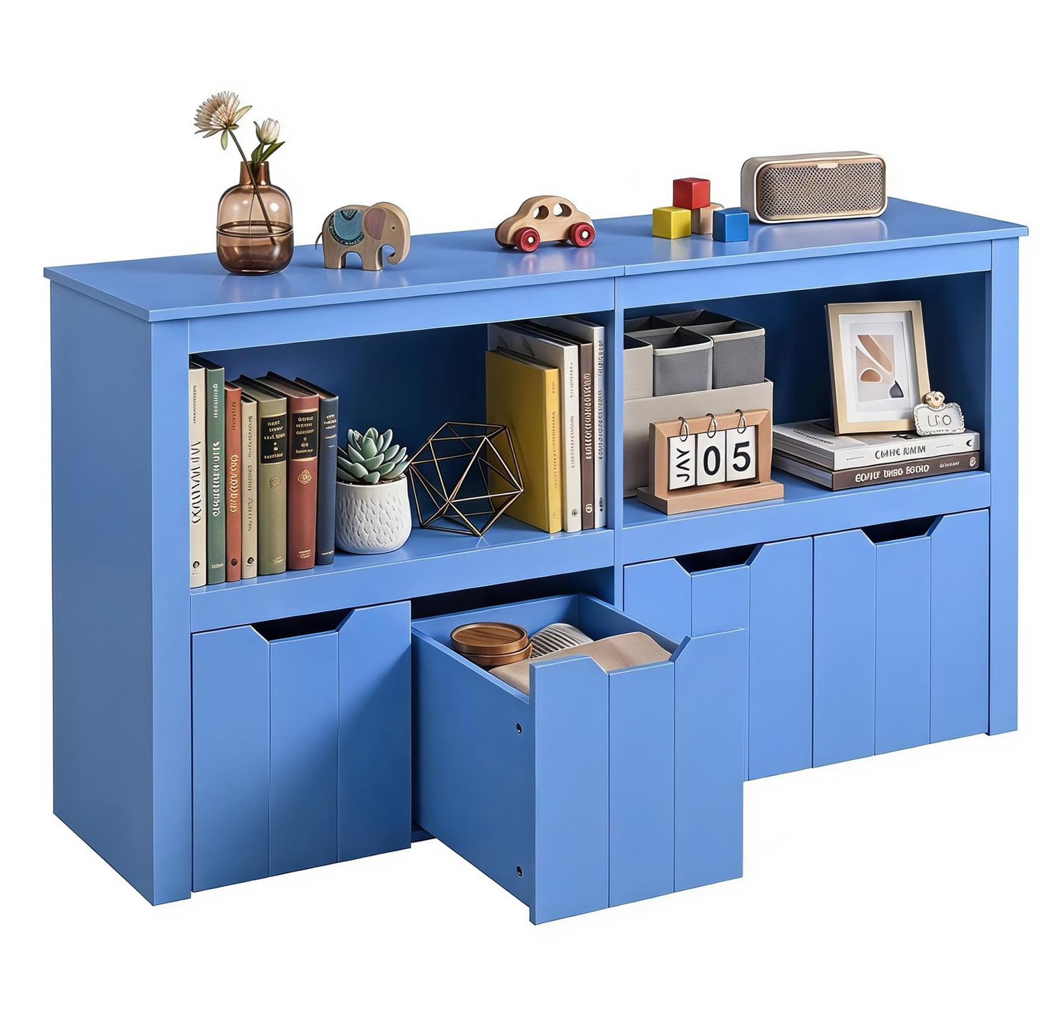 Kinderboekenkast met Laden in Blauw