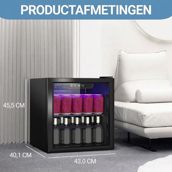 Minibar - Mini Koelkast Glazen Deur - Drankenkoelkast - Flessenkoelkast - [AMOUNT IN LITERS] - Zwart — afbeelding 4
