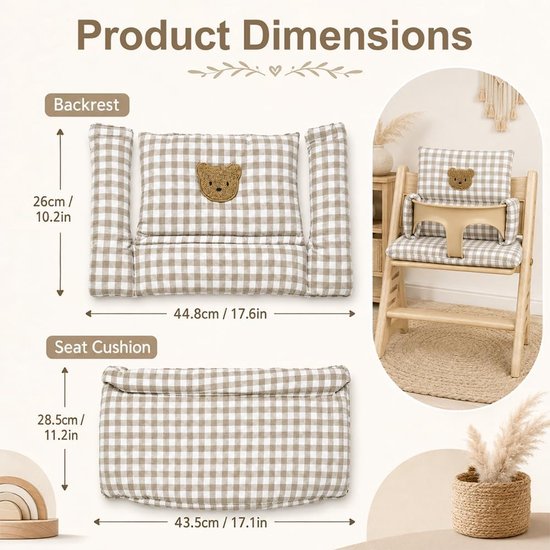 Stoelverkleiner - Comfortabele Zitting voor Kinderstoe - wasbaar, stoelkussen voor kinderen - met klittenbandsluiting bevestigd - stoel kussen - comfortabele bekleding - voor stokke tripp trapp — afbeelding 2