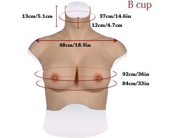 Siliconen Borsten- plus size L XL Borstprothese-Nep borsten- B cup- Cosplay- Travestie-Transgender-Crossdresser-Travestiet-100% siliconen-Breastplate- Oil Free- Non sticky-